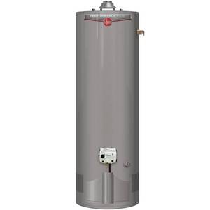 lot 118 image: Rheem Performance Plus 40 Gal. Tall 9 Year 38,000 BTU Ultra Low NOx (ULN) Natural Gas Tank Water Heater, XG40T09EN38U1 - Slight Dent on front - Housing is intact.