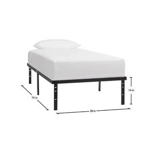 lot 136 image: Black Metal Twin Bed Frame with Steel Slats (39 in W. X 14 in H.), THD-HDSLBF-T.