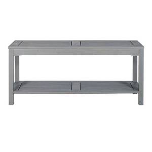 lot 142 image: Walker Edison Boardwalk Grey Wash Acacia Wood Outdoor Coffee Table, HDWCTGW - Scratch and Dent and Needs to be Tightened.