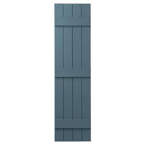 lot 600 image: Ply-Gem 15 in. x 63 in. Polypropylene 4-Board Closed Board and Batten Shutters Pair in Coastal Blue, VIN4C1563 BLU.