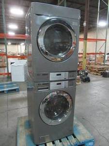 lot 144 image: LG WASHER AND DRYER Models GCWL1069CDS and GDL1329CEW3 in Grey. - For Parts or Restore Only