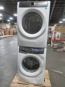 lot 145 image: ELECTROLUX WASHER AND DRYER Models EFLW417SIWO and EFME417SIWO in White. - For Parts or Restore Only
