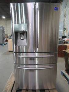 lot 146 image: SAMSUNG 27.8 cu. ft. Food Showcase 4-Door French Door Refrigerator in Fingerprint Resistant Stainless Steel, RF24FSEDBSRAA - MISSING POWER CORD - FOR PARTS RESTORE ONLY