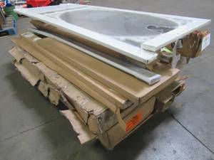 lot 407 image: WHOLESALE MIXED PALLET OF MISCELLANEOUS DOORS, FURNITURE, BUILDING MATERIALS, CLOSET ORGANIZER AND MORE