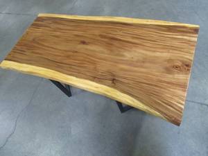 lot 9 image: Solid Wood Live Edge Walnut Dining Table (78362362) With Metal V3 Bases (MV3BD). Approximate Dimensions are 78 x 36 x 2 14. - LOW $400.00 RESERVE
