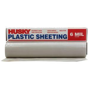 lot 116 image: Husky 20 ft. x 50 ft. Clear 6 mil Plastic Sheeting, CF0620-50C.