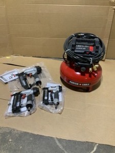 6 Gal. 150 PSI Portable Electric Air Compressor with 16-Gauge, 18-Gauge and 23-Gauge Nailer Combo Kit (3-Tool). SEE PIC