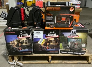 ASSORTED POWER STATIONS Battery Extender 12-Volt 1,200 Amp Battery Jump Starter & BLACK DECKER 15 Amp Battery Charger with 40 Amp Engine Start. SEE PICS