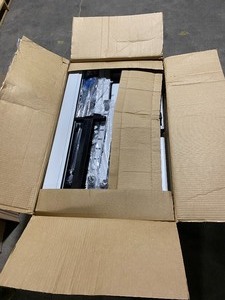 HDX 35 in. W 4 Shelf Plastic Multi-Purpose Cabinet in Gray open box but complete See pics