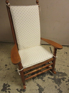 lot 509 image: SOLID OAK ROCKING CHAIR, WITH CANE SEAT AND BACKREST