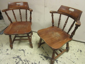 lot 510 image: VINTAGE WOOD CHAIRS, FROM THE JOLLY TROLL SMORGASBORD RESTAURANT