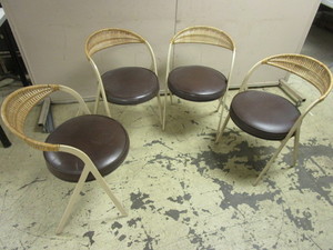lot 511 image: ACCENT CHAIRS, WITH DECORATIVE CANE BACKRESTS, CUSHION SEATS