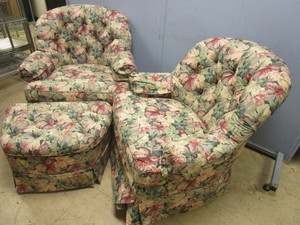 lot 516 image: WOODMARK SWIVEL ROCKER CHAIRS, OTTOMAN
