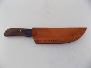 Damascus Steel Fixed Blade Knife With Leather Sheath