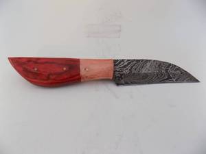 Damascus Steel Fixed Blade Knife With Leather Sheath