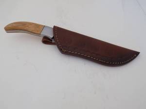 Damascus Steel Fixed Blade Knife With Leather Sheath