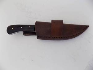 Damascus Steel Fixed Blade Knife With Leather Sheath