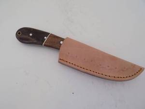 Damascus Steel Fixed Blade Knife With Leather Sheath