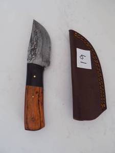 Damascus Steel Fixed Blade Knife With Leather Sheath