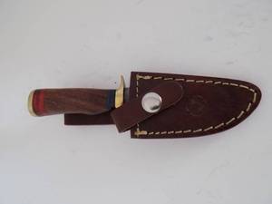 Damascus Steel Fixed Blade Knife With Leather Sheath