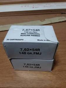 7.62 X 54R 148 Grain FMJ 2- Boxes x 20 Count