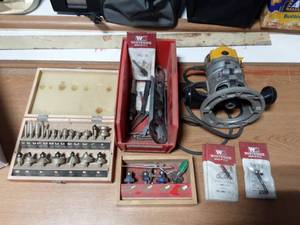 Dewalt Router With Assorted Bits & Organizers