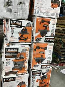 Pallet of assorted Ridgid VACUUMS CUSTOMER RETURNS