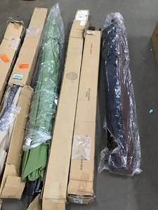 Lot of assorted Patio Umbrellas various sizes and colors not used see pictures
