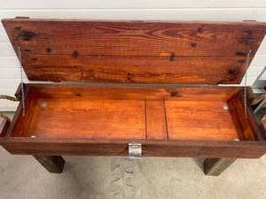 lot 66 image: Vintage Handmade Ammo Box Bench 39 L X 18 Tall X 11 Deep