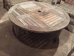 lot 54 image: Wooden Frontgate Teak Patio Set