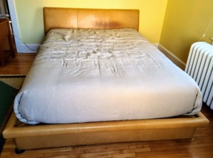 lot 33 image: Queen Leather Platform Bed