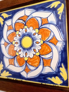 lot 31 image: Framed Painted Ceramic Tile