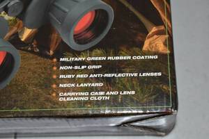 lot 21 image: CampCo Humvee 20x50 Rubber Binocular with Anti-Reflective Red Lens