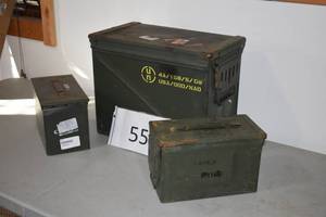 lot 57 image: 4 Ammo Cans EMPTY 1 Large and 2 Small