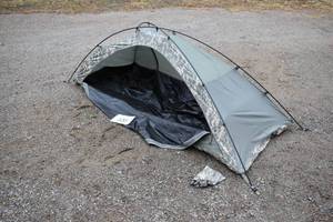 lot 100 image: U.S. Military Surplus Improved Combat Shelter Tent, 1 person, Used