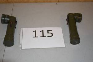 lot 113 image: French Military Surplus Anglehead Flashlights, 2 Pack