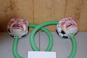 lot 210 image: Beer Bong Funnel Guzzler Cup Glass With Hose Barware Drinking Party Game Soccer Head 29.5 NEW