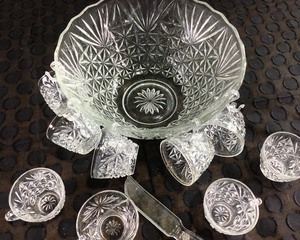 lot 178 image: Crystal Punch Bowl with Glasses