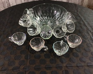 lot 179 image: Crystal Punch Bowl, 11 Serving Cups