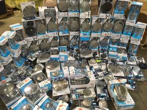 Gaylord with Large lot of assorted Branded Shower Sprayers and heads customer returns see pictures