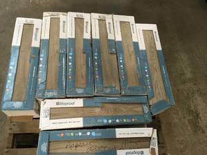 Pallet with 16 cases of 24 in. x 6 in. Blonde Wood Glazed Porcelain Floor and Wall Tile not used