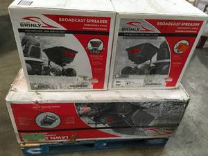 Pallet with assorted Brinly Outdoor items not used see pictures