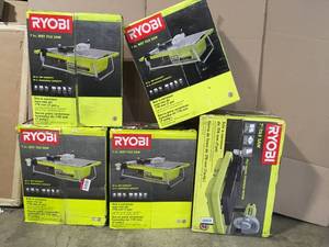 Pallet with Ryobi 7 in Tile Saws open boxes customer returns see pictures