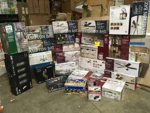 Pallet with assorted Branded Lightning and ceiling fans various models and conditions see pictures