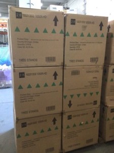 Pallet with 12 cases of Decorative Red tree stand up to 10 Ft tree New