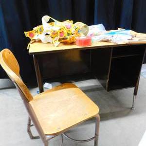 METAL DESK AND CHAIR