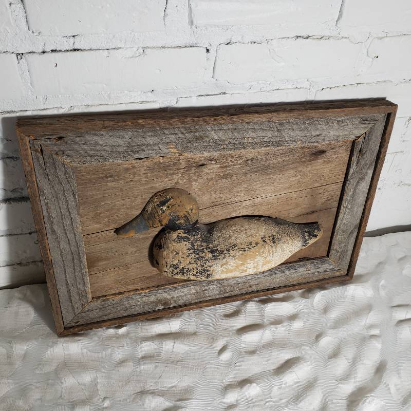lot 88 image: Barnwood Framed Duck Decoy