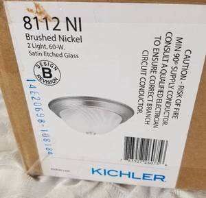 lot 163 image: Set of 3 Kichler Brushed Nickel 2 Light 60 W Ceiling Fixtures Model 8112 NI