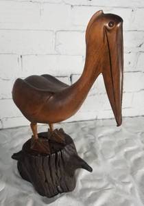 lot 171 image: Cute Wood Carved Pelican