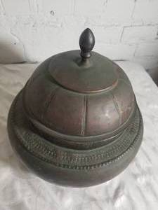 lot 80 image: Antique Handmade Copper Lidded Vessel